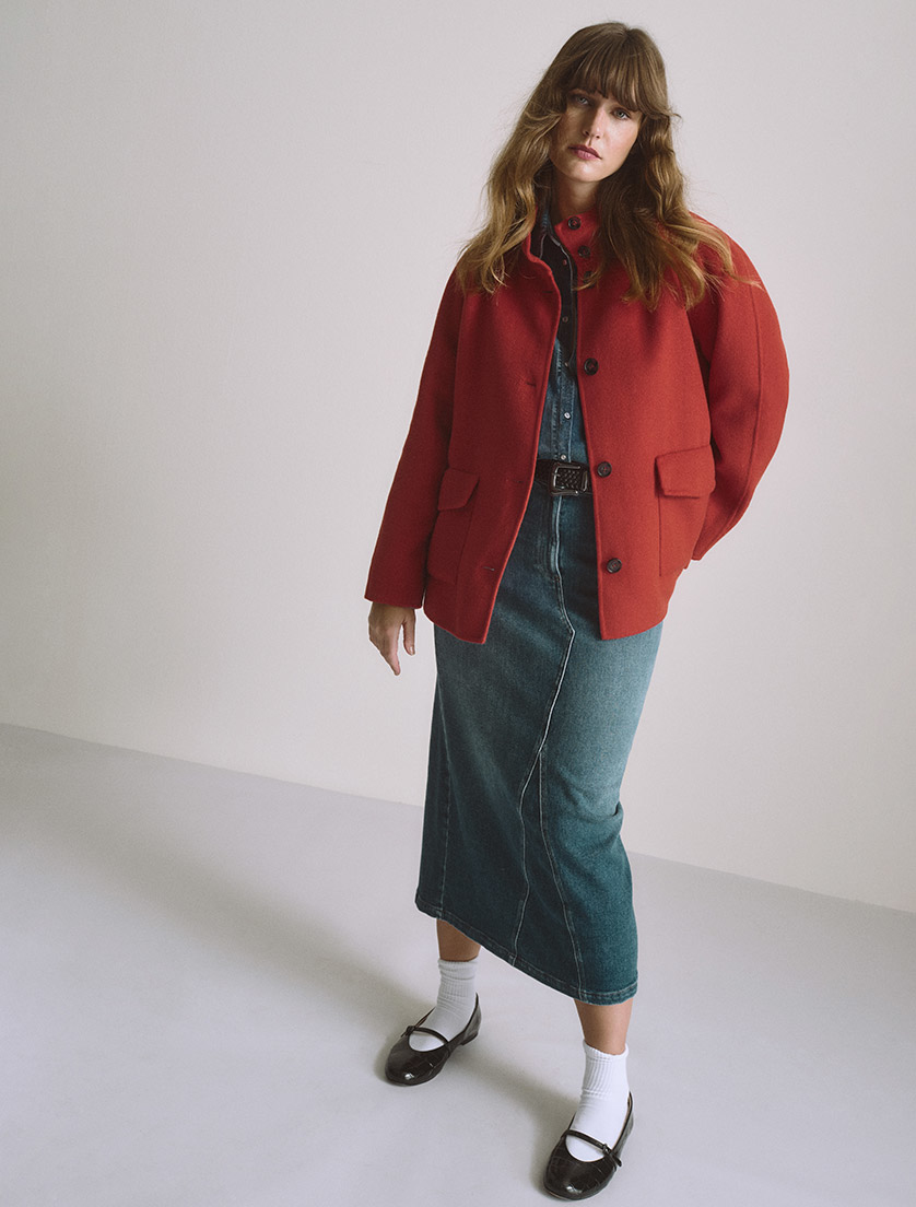 Wool blend double-sided fabric jacket - Marina Rinaldi