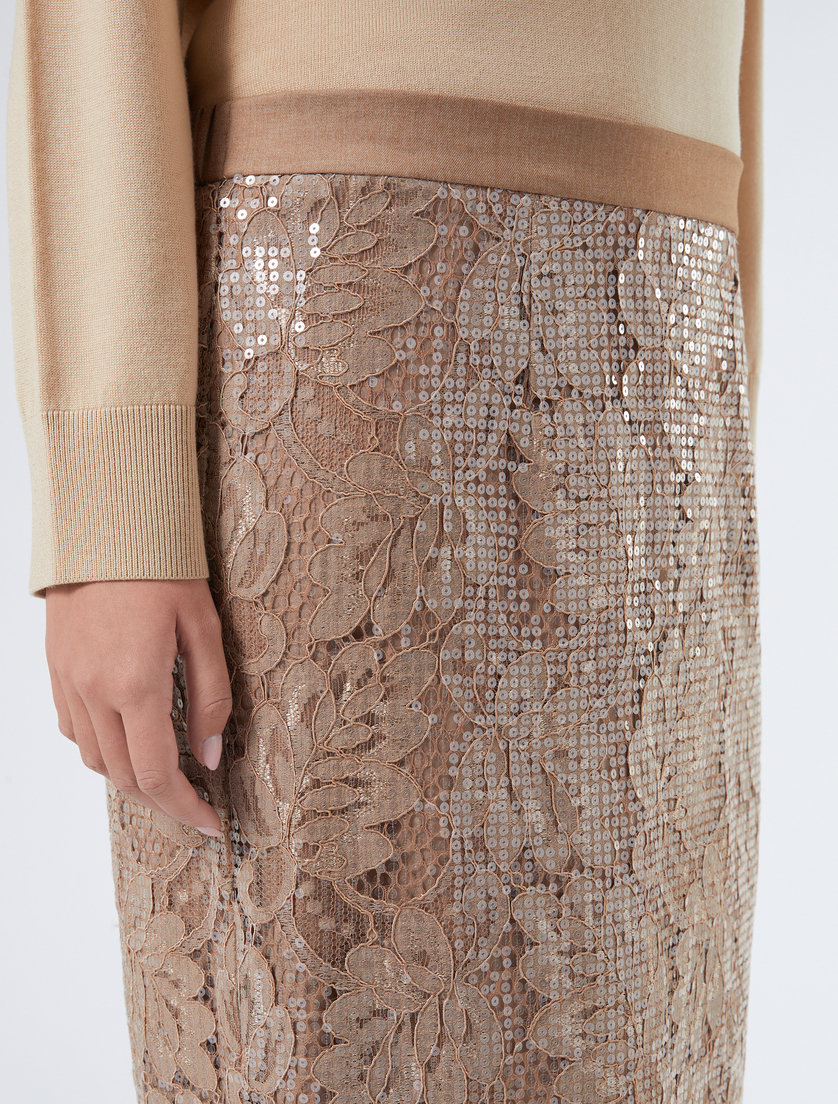 Lace skirt with sequins - BROWN BRONZE - Marina Rinaldi - 5 Lace skirt with sequins - BROWN BRONZE - Marina Rinaldi - 5