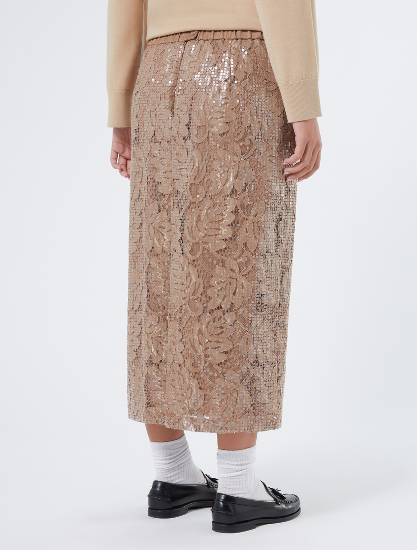 Lace skirt with sequins - BROWN BRONZE - Marina Rinaldi - 4 Lace skirt with sequins - BROWN BRONZE - Marina Rinaldi - 4