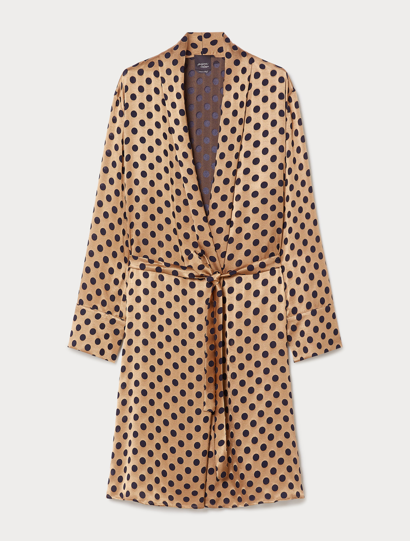 Polka-dot satin duster coat - BRONZE - Marina Rinaldi