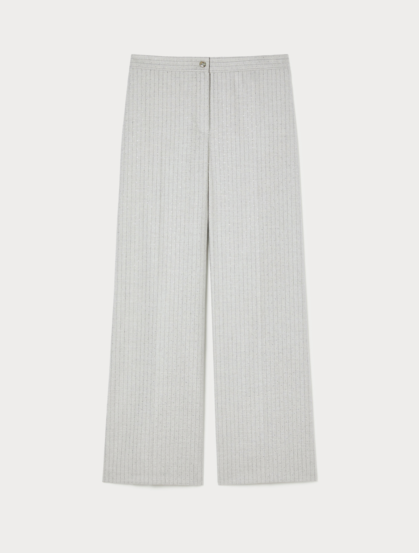 Flannel wide-leg trousers - PEARL GREY - Marina Rinaldi Flannel wide-leg trousers - PEARL GREY - Marina Rinaldi