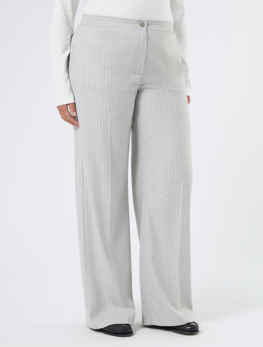 Flannel wide-leg trousers - PEARL GREY - Marina Rinaldi - 3 Flannel wide-leg trousers - PEARL GREY - Marina Rinaldi - 3