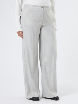 Flannel wide-leg trousers - PEARL GREY