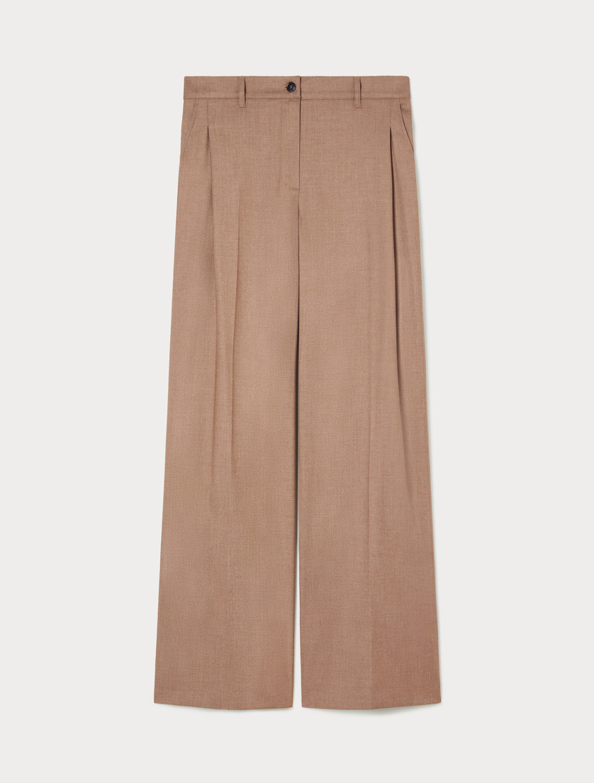 Flannel wide-leg trousers - BROWN BRONZE - Marina Rinaldi Flannel wide-leg trousers - BROWN BRONZE - Marina Rinaldi