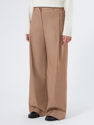 Flannel wide-leg trousers - BROWN BRONZE