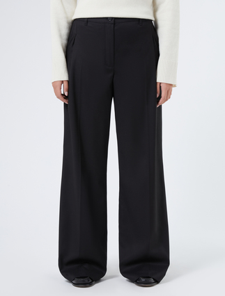 Flannel wide-leg trousers - BLACK