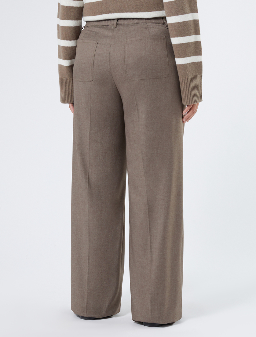 Flannel wide-leg trousers - DARK BROWN - Marina Rinaldi - 4 Flannel wide-leg trousers - DARK BROWN - Marina Rinaldi - 4