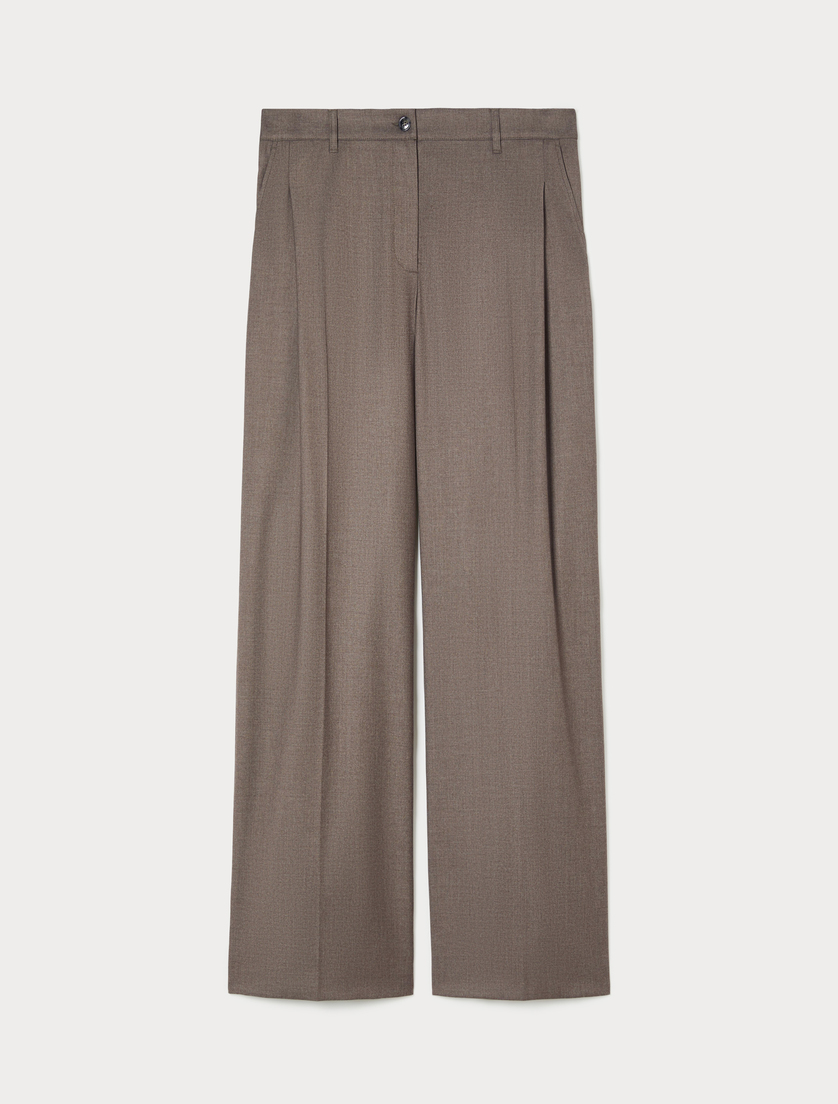Flannel wide-leg trousers - DARK BROWN - Marina Rinaldi Flannel wide-leg trousers - DARK BROWN - Marina Rinaldi