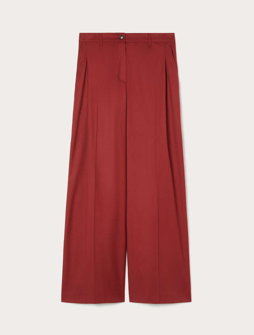 Flannel wide-leg trousers - BORDEAUX - Marina Rinaldi Flannel wide-leg trousers - BORDEAUX - Marina Rinaldi
