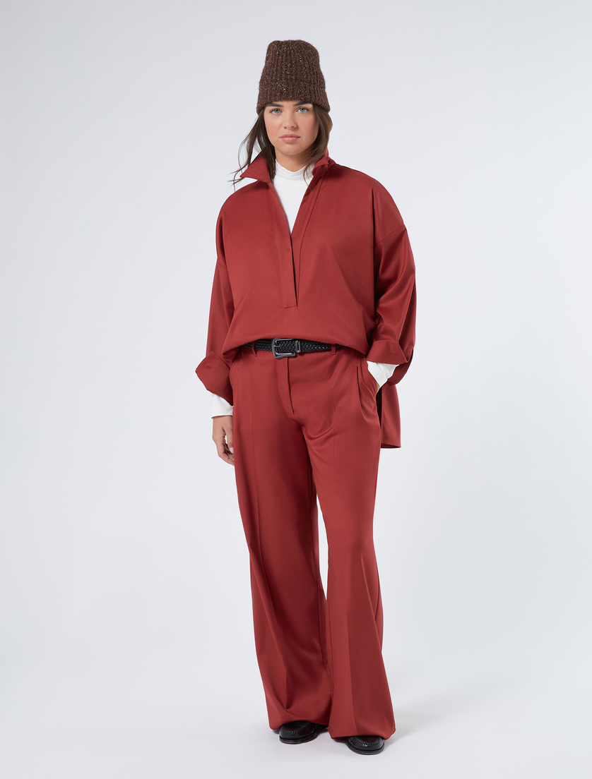 Flannel wide-leg trousers - BORDEAUX - Marina Rinaldi - 2 Flannel wide-leg trousers - BORDEAUX - Marina Rinaldi - 2