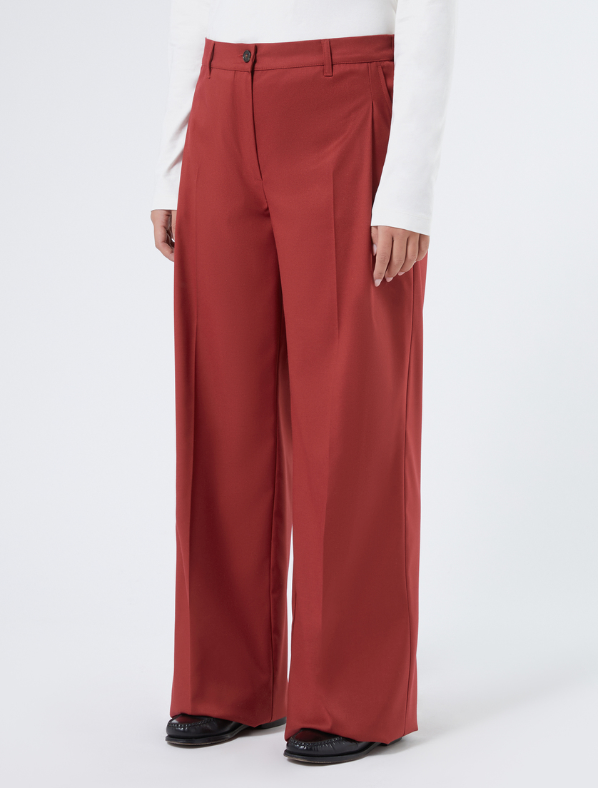 Flannel wide-leg trousers - BORDEAUX - Marina Rinaldi - 3 Flannel wide-leg trousers - BORDEAUX - Marina Rinaldi - 3