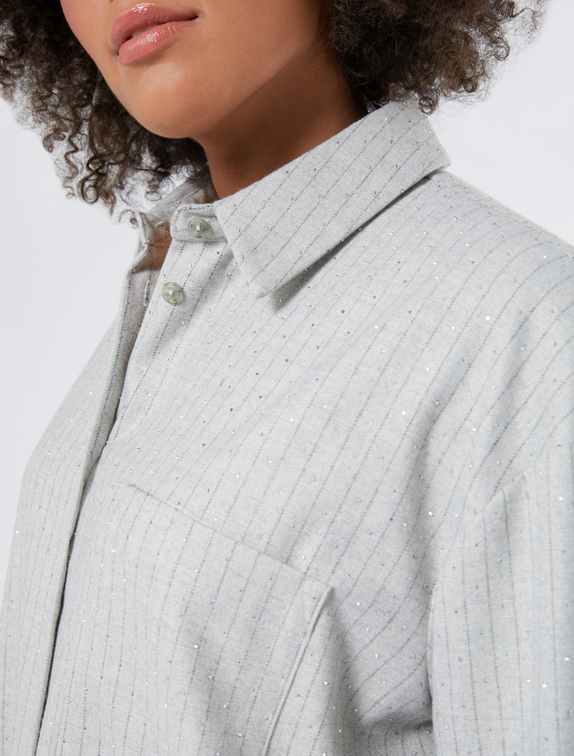 Flannel tunic with appliques - PEARL GREY - Marina Rinaldi - 5 Flannel tunic with appliques - PEARL GREY - Marina Rinaldi - 5