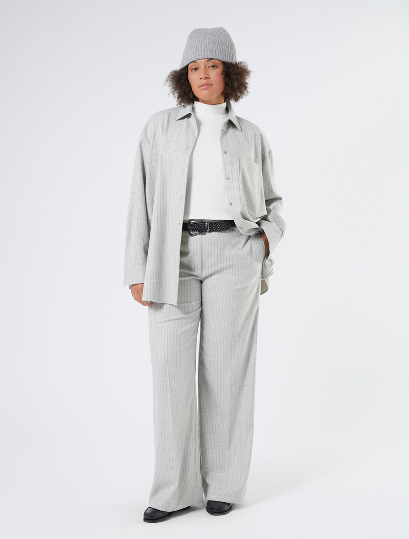 Flannel tunic with appliques - PEARL GREY - Marina Rinaldi - 2 Flannel tunic with appliques - PEARL GREY - Marina Rinaldi - 2