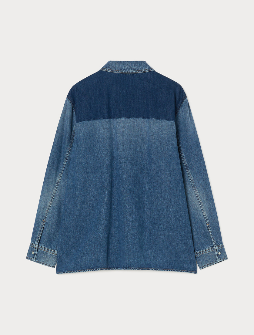 Two-tone cotton denim tunic - MIDNIGHTBLUE - Marina Rinaldi - 4