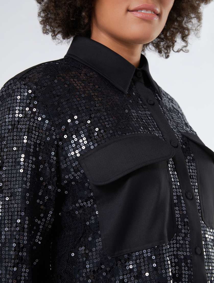 Lace tunic with sequins - BLACK - Marina Rinaldi - 5 Lace tunic with sequins - BLACK - Marina Rinaldi - 5