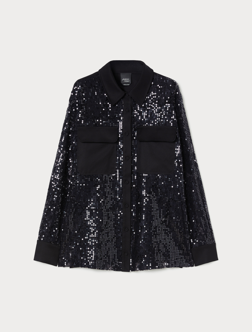 Lace tunic with sequins - BLACK - Marina Rinaldi Lace tunic with sequins - BLACK - Marina Rinaldi