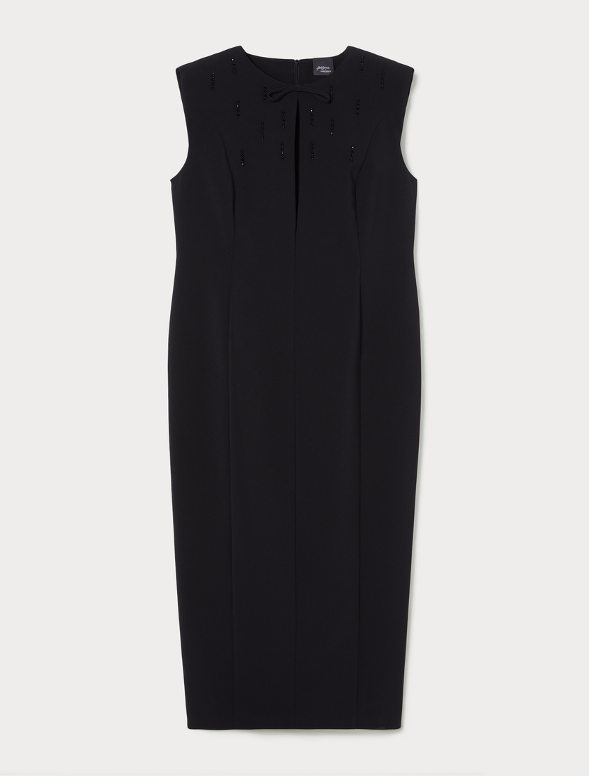 Embroidered cady dress - BLACK - Marina Rinaldi Embroidered cady dress - BLACK - Marina Rinaldi