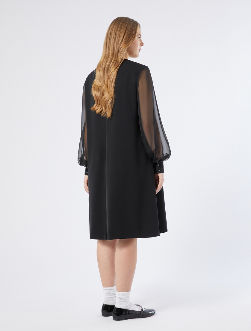 Stretch cady and chiffon dress - BLACK - Marina Rinaldi - 4 Stretch cady and chiffon dress - BLACK - Marina Rinaldi - 4