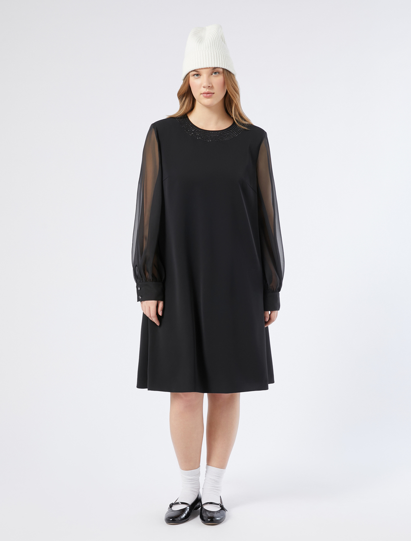 Stretch cady and chiffon dress - BLACK - Marina Rinaldi - 2 Stretch cady and chiffon dress - BLACK - Marina Rinaldi - 2