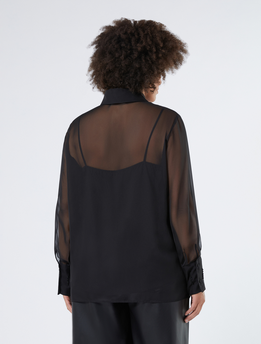 Chiffon shirt with embroideries - BLACK - Marina Rinaldi - 4 Chiffon shirt with embroideries - BLACK - Marina Rinaldi - 4
