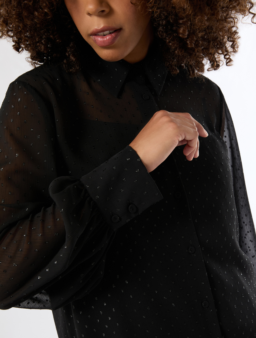Lamé crepon shirt - BLACK - Marina Rinaldi - 5