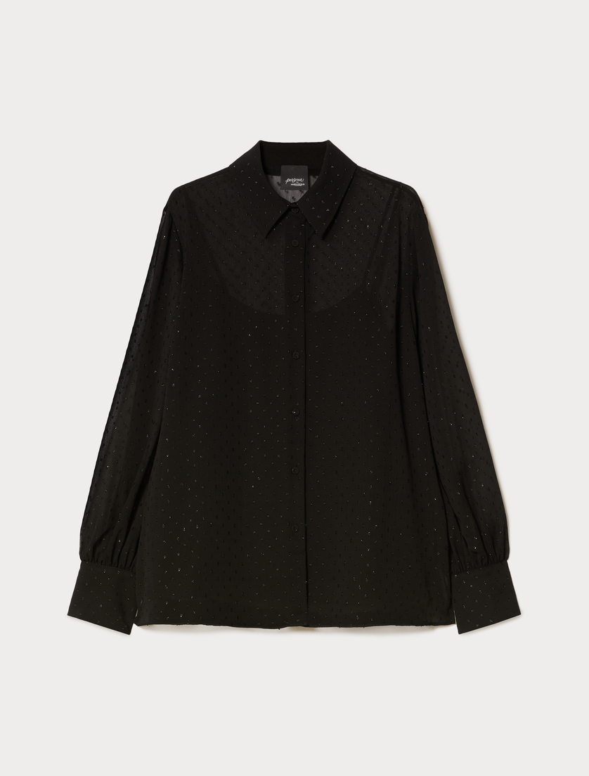 Lamé crepon shirt - BLACK - Marina Rinaldi