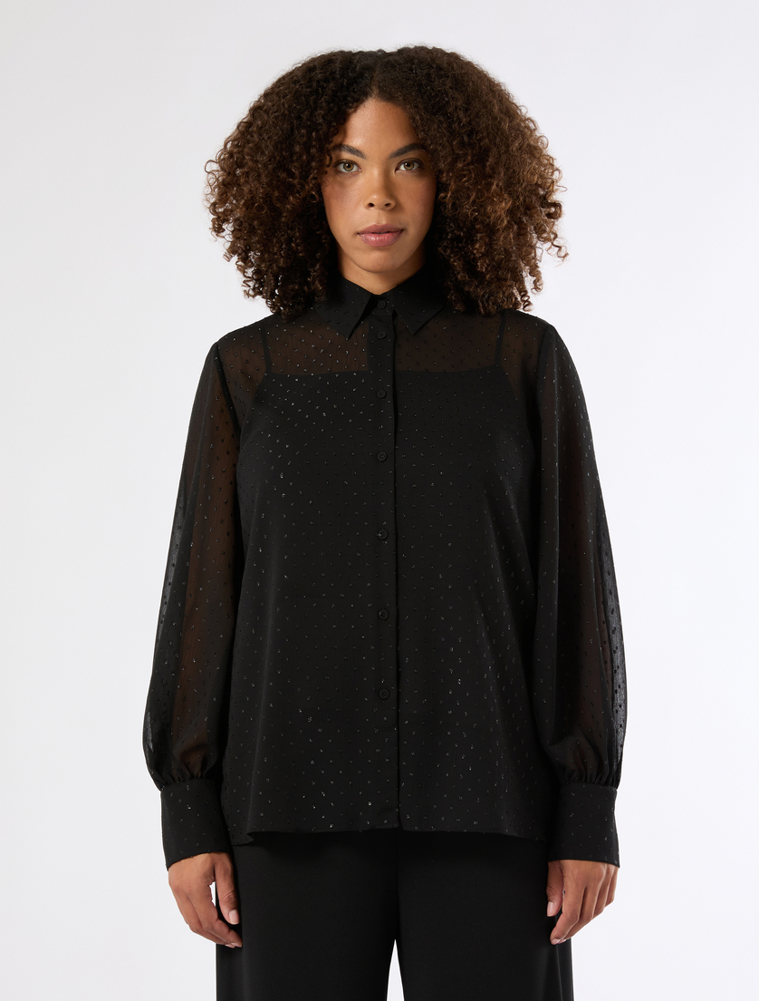 Lamé crepon shirt - BLACK - Marina Rinaldi - 3