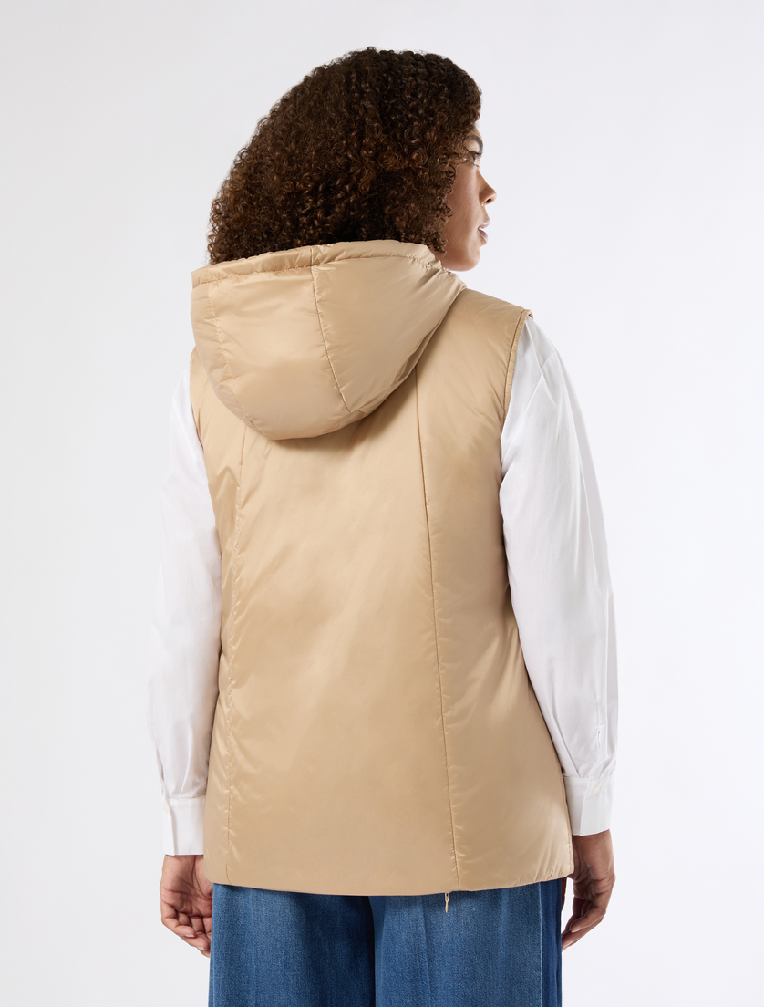 Iridescent nylon canvas gilet - BEIGE - Marina Rinaldi - 4