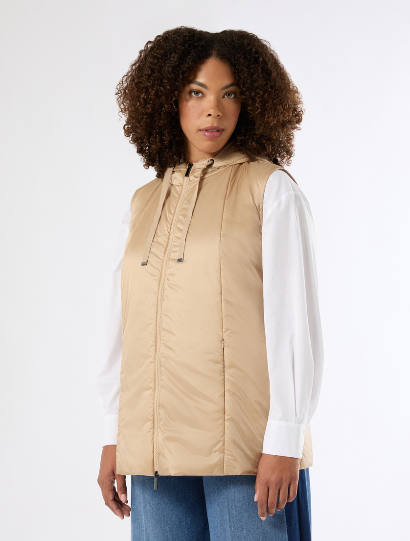 Iridescent nylon canvas gilet - BEIGE - Marina Rinaldi - 3