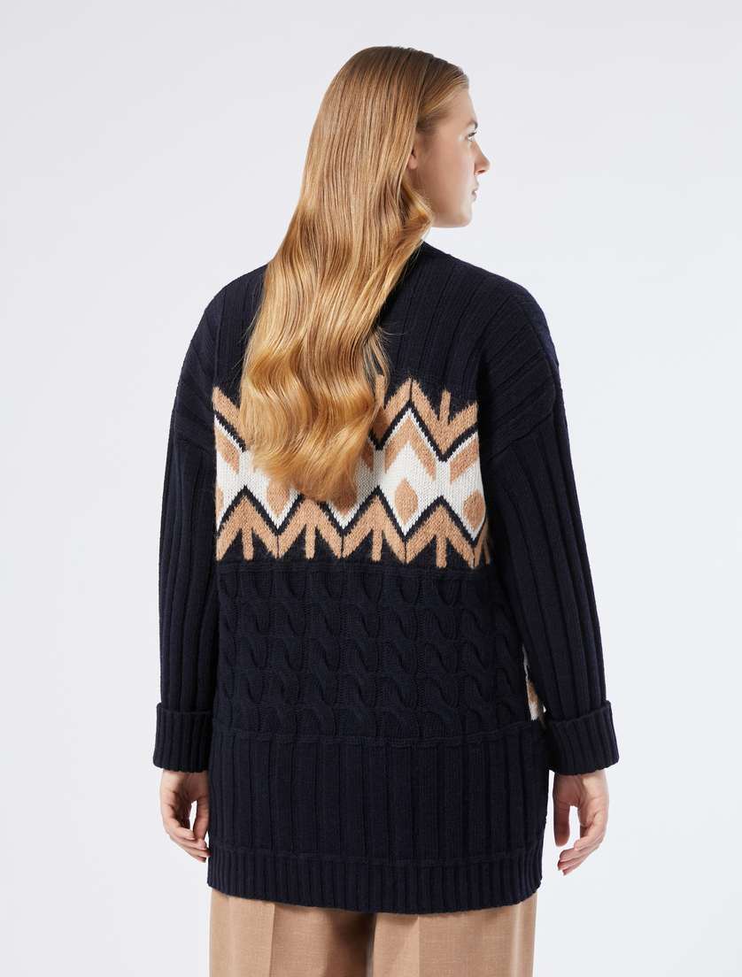 Jacquard cardigan with cable-knit - MIDNIGHTBLUE - Marina Rinaldi - 4