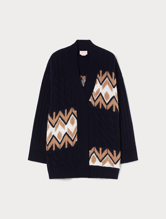 Jacquard cardigan with cable-knit - Marina Rinaldi