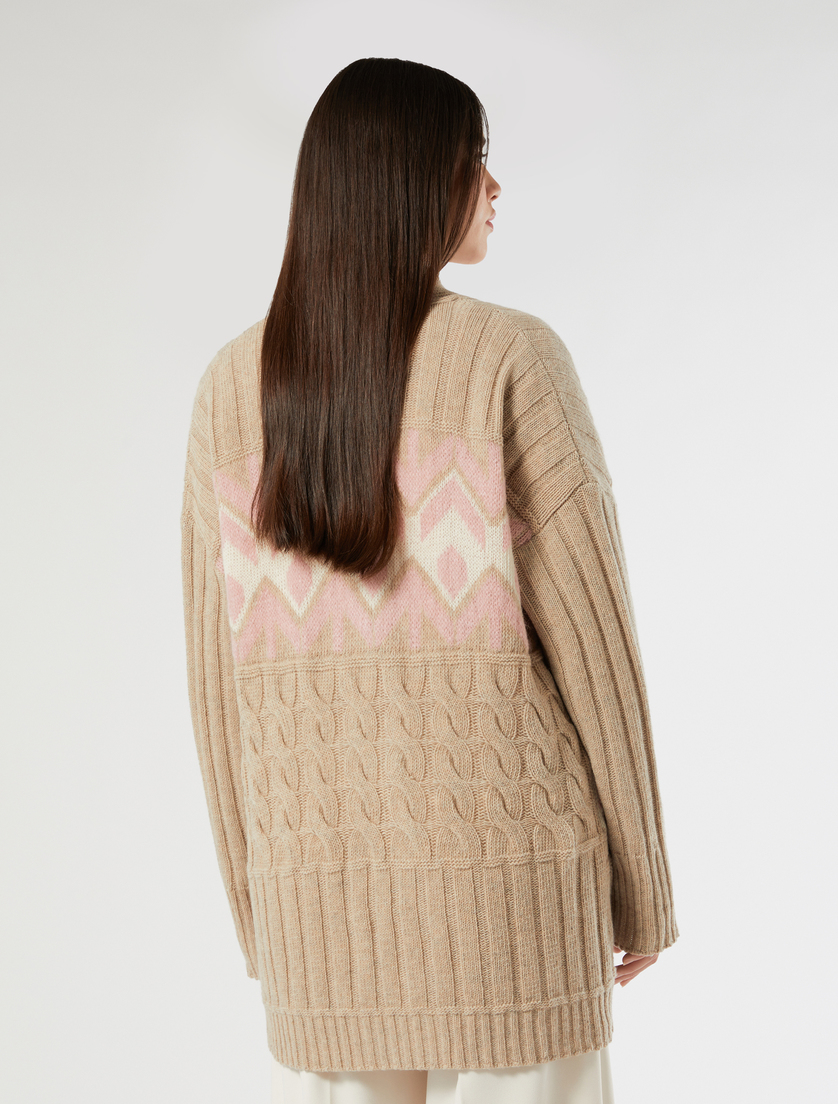 Jacquard cardigan with cable-knit - IVORY - Marina Rinaldi - 4 Jacquard cardigan with cable-knit - IVORY - Marina Rinaldi - 4