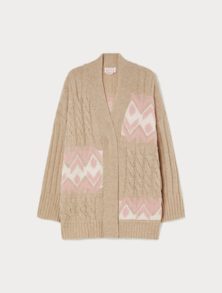 Jacquard cardigan with cable-knit - Marina Rinaldi