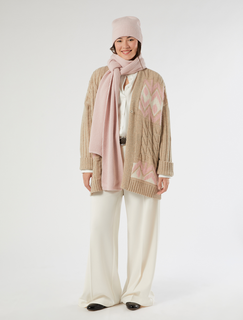 Jacquard cardigan with cable-knit - IVORY - Marina Rinaldi - 2 Jacquard cardigan with cable-knit - IVORY - Marina Rinaldi - 2