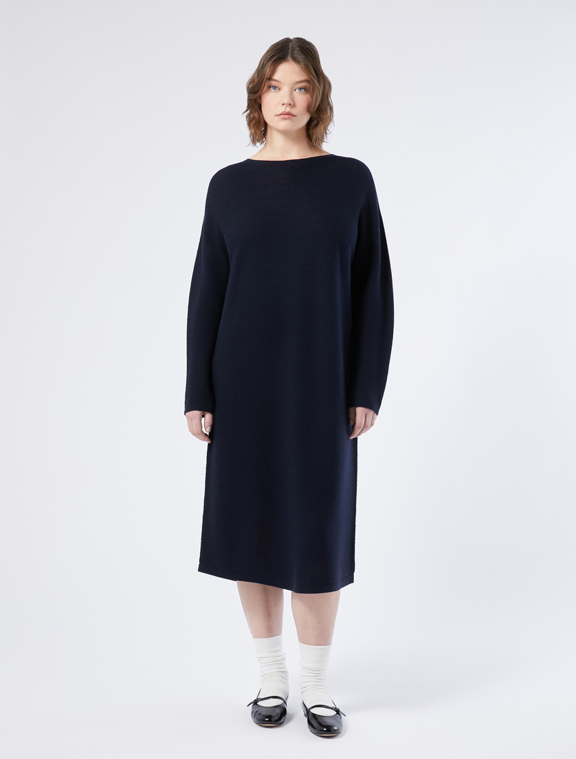 Merino wool blend dress - MIDNIGHTBLUE - Marina Rinaldi - 3