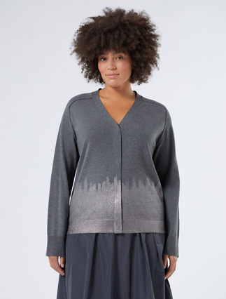 Viscose cardigan with foil print - MEDIUM GREY