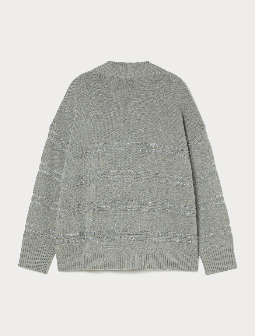 Wool and viscose cardigan - PEARL GREY - Marina Rinaldi - 4