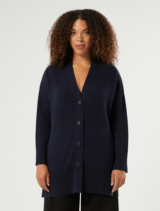 Pure wool long cardigan - MIDNIGHTBLUE