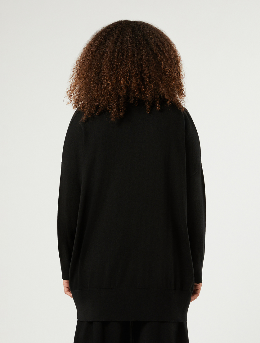 Oversized wool blend cardigan - BLACK - Marina Rinaldi - 4