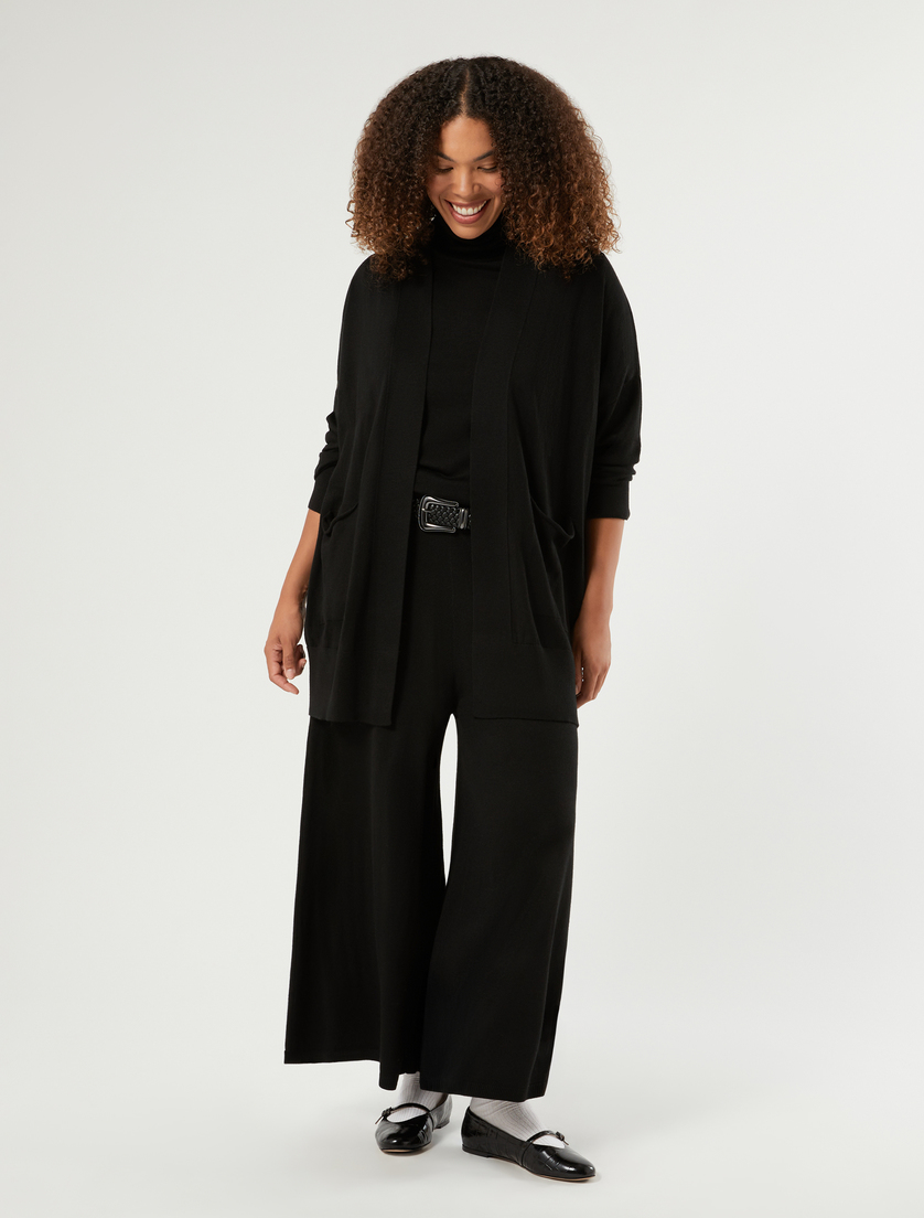 Oversized wool blend cardigan - BLACK - Marina Rinaldi - 2