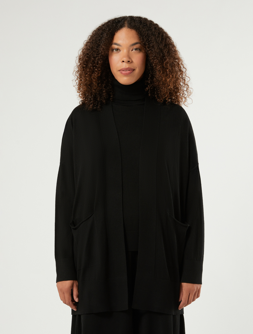 Oversized wool blend cardigan - BLACK - Marina Rinaldi - 3