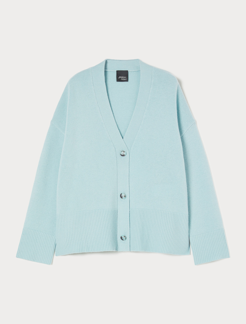 Pure wool boxy cardigan - WATER - Marina Rinaldi Pure wool boxy cardigan - WATER - Marina Rinaldi