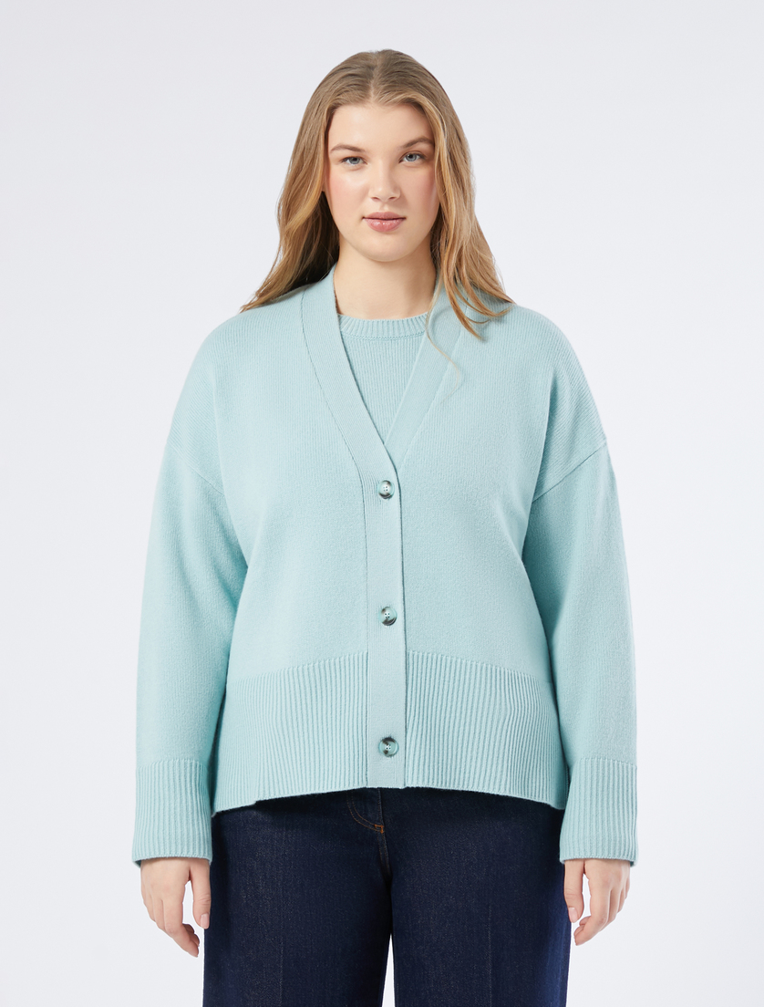 Pure wool boxy cardigan - WATER - Marina Rinaldi - 3 Pure wool boxy cardigan - WATER - Marina Rinaldi - 3