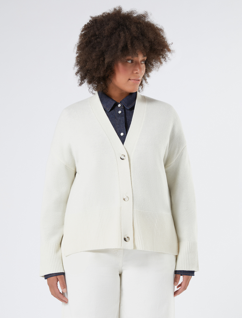 Pure wool boxy cardigan - IVORY - Marina Rinaldi - 3 Pure wool boxy cardigan - IVORY - Marina Rinaldi - 3