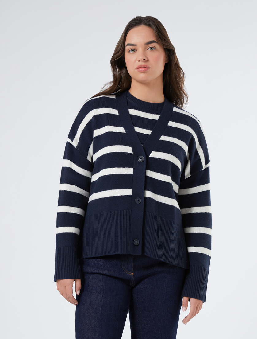 Pure wool boxy cardigan - ULTRAMARINE - Marina Rinaldi - 3 Pure wool boxy cardigan - ULTRAMARINE - Marina Rinaldi - 3