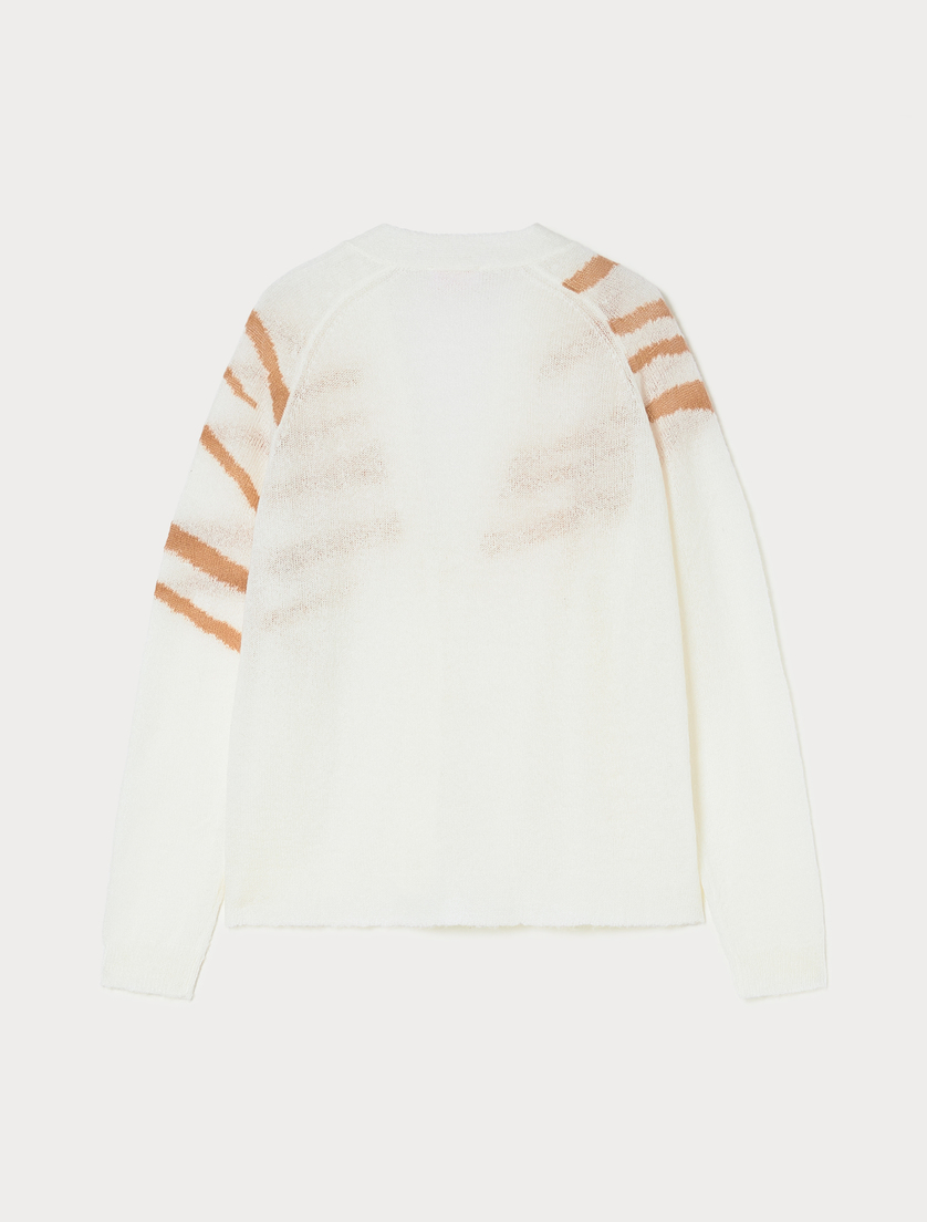 Wool and mohair-blend cardigan - WHITE - Marina Rinaldi - 4 Wool and mohair-blend cardigan - WHITE - Marina Rinaldi - 4