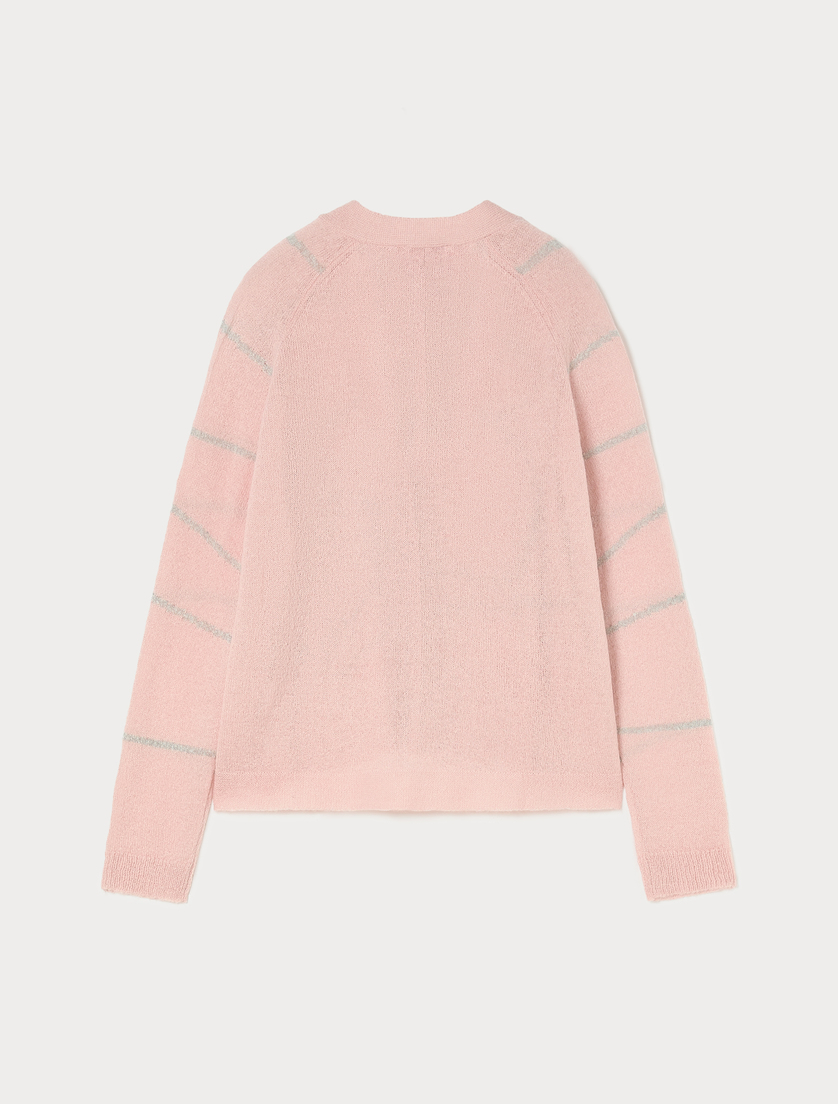 Wool and mohair-blend cardigan - PINK - Marina Rinaldi - 4 Wool and mohair-blend cardigan - PINK - Marina Rinaldi - 4