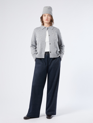Wool blend cardigan with pearls - Marina Rinaldi