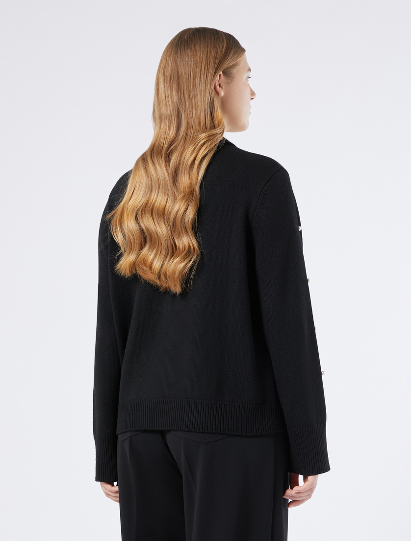 Wool blend cardigan with pearls - BLACK - Marina Rinaldi - 4 Wool blend cardigan with pearls - BLACK - Marina Rinaldi - 4