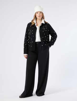 Wool blend cardigan with pearls - Marina Rinaldi